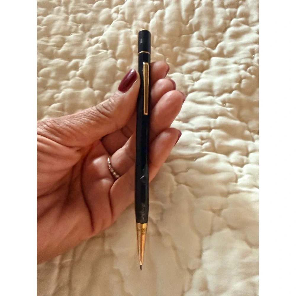 Vintage Mechanical Pencil Telescoping Metal Pencil and Black Gold Tone Pencil